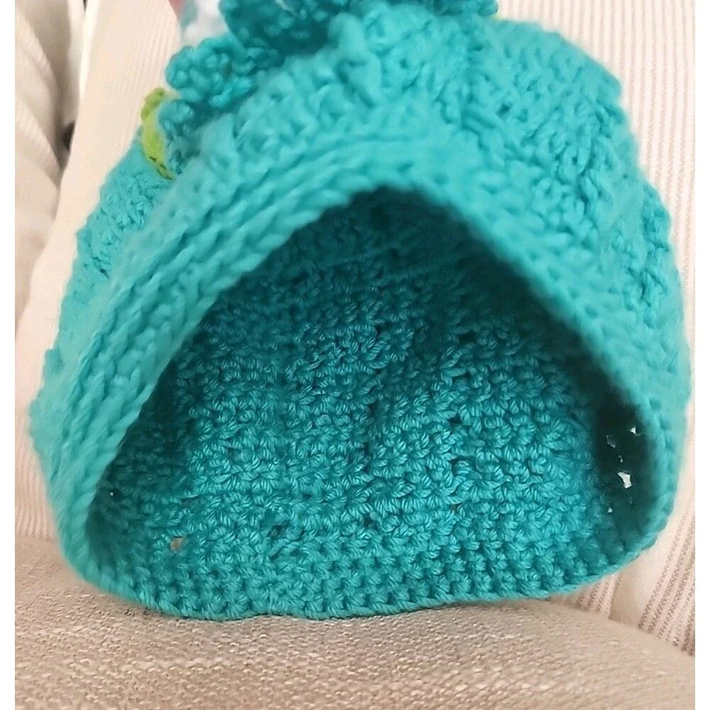 Winter Stocking Cap Crochet Beanie Hat With Flower. Handcrafted Winter Hat. Cute